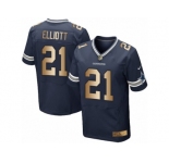 Men's Nike Dallas Cowboys #21 Ezekiel Elliott Limited  Navy Gold Team Color NFL Jersey