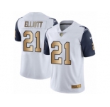 Men's Nike Dallas Cowboys #21 Ezekiel Elliott Limited White Gold Rush NFL Jersey