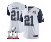 Men's Nike Dallas Cowboys #21 Ezekiel Elliott Limited White Rush Super Bowl LI NFL Jersey