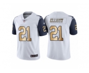 Men's Nike Dallas Cowboys #21 Ezekiel Elliott White Gold Limited Special Color Rush Jersey
