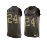 Men's Nike Dallas Cowboys #24 Nolan Carroll Limited Green Salute to Service Tank Top NFL Jersey