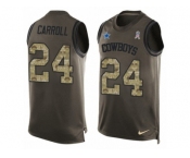 Men's Nike Dallas Cowboys #24 Nolan Carroll Limited Green Salute to Service Tank Top NFL Jersey