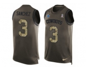 Men's Nike Dallas Cowboys #3 Mark Sanchez Limited Green Salute to Service Tank Top NFL Jersey
