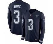 Men's Nike Dallas Cowboys #3 Mike White Limited Navy Blue Therma Long Sleeve NFL Jersey