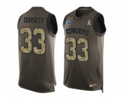 Men's Nike Dallas Cowboys #33 Tony Dorsett Limited Green Salute to Service Tank Top NFL Jersey