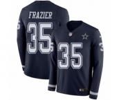 Men's Nike Dallas Cowboys #35 Kavon Frazier Limited Navy Blue Therma Long Sleeve NFL Jersey