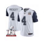 Men's Nike Dallas Cowboys #4 Dak Prescott Limited White Rush Super Bowl LI NFL Jersey