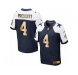 Men's Nike Dallas Cowboys #4 Dak Prescott Navy Gold Throwback Alternate NFL Jersey