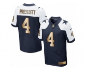 Men's Nike Dallas Cowboys #4 Dak Prescott Navy Gold Throwback Alternate NFL Jersey