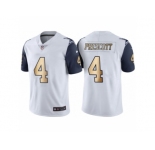 Men's Nike Dallas Cowboys #4 Dak Prescott White Gold Limited Special Color Rush Jersey