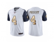 Men's Nike Dallas Cowboys #4 Dak Prescott White Gold Limited Special Color Rush Jersey
