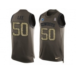 Men's Nike Dallas Cowboys #50 Sean Lee Limited Green Salute to Service Tank Top NFL Jersey
