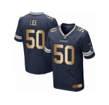 Men's Nike Dallas Cowboys #50 Sean Lee Limited  Navy Gold Team Color NFL Jersey