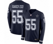 Men's Nike Dallas Cowboys #55 Leighton Vander Esch Limited Navy Blue Therma Long Sleeve NFL Jersey