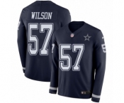 Men's Nike Dallas Cowboys #57 Damien Wilson Limited Navy Blue Therma Long Sleeve NFL Jersey