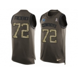 Men's Nike Dallas Cowboys #72 Travis Frederick Limited Green Salute to Service Tank Top NFL Jersey