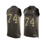 Men's Nike Dallas Cowboys #74 Bob Lilly Limited Green Salute to Service Tank Top NFL Jersey