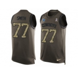Men's Nike Dallas Cowboys #77 Tyron Smith Limited Green Salute to Service Tank Top NFL Jersey