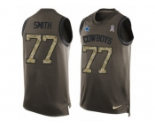 Men's Nike Dallas Cowboys #77 Tyron Smith Limited Green Salute to Service Tank Top NFL Jersey