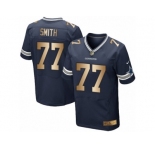Men's Nike Dallas Cowboys #77 Tyron Smith Limited  Navy Gold Team Color NFL Jersey
