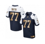 Men's Nike Dallas Cowboys #77 Tyron Smith Limited  Navy Gold Throwback Alternate NFL Jersey