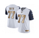 Men's Nike Dallas Cowboys #77 Tyron Smith Limited White Gold Rush NFL Jersey