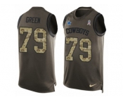 Men's Nike Dallas Cowboys #79 Chaz Green Limited Green Salute to Service Tank Top NFL Jersey