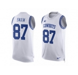 Men's Nike Dallas Cowboys #87 Geoff Swaim Limited White Player Name & Number Tank Top NFL Jersey