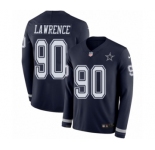 Men's Nike Dallas Cowboys #90 Demarcus Lawrence Limited Navy Blue Therma Long Sleeve NFL Jersey