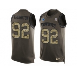 Men's Nike Dallas Cowboys #92 Cedric Thornton Limited Green Salute to Service Tank Top NFL Jersey