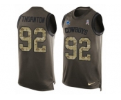 Men's Nike Dallas Cowboys #92 Cedric Thornton Limited Green Salute to Service Tank Top NFL Jersey