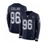 Men's Nike Dallas Cowboys #96 Maliek Collins Limited Navy Blue Therma Long Sleeve NFL Jersey