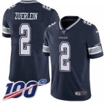Nike Cowboys #2 Greg Zuerlein Navy Blue Team Color Men's Stitched NFL 100th Season Vapor Untouchable Limited Jersey