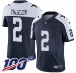 Nike Cowboys #2 Greg Zuerlein Navy Blue Thanksgiving Men's Stitched NFL 100th Season Vapor Throwback Limited Jersey