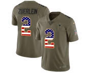 Nike Cowboys #2 Greg Zuerlein Olive USA Flag Men's Stitched NFL Limited 2017 Salute To Service Jersey