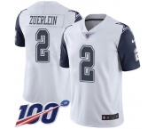 Nike Cowboys #2 Greg Zuerlein White Men's Stitched NFL Limited Rush 100th Season Jersey