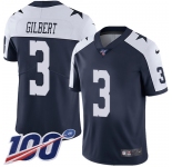 Nike Cowboys #3 Garrett Gilbert Navy Blue Thanksgiving Men's Stitched NFL 100th Season Vapor Throwback Limited Jersey