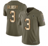Nike Cowboys #3 Garrett Gilbert Olive Gold Men's Stitched NFL Limited 2017 Salute To Service Jersey