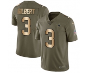 Nike Cowboys #3 Garrett Gilbert Olive Gold Men's Stitched NFL Limited 2017 Salute To Service Jersey