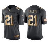 Nike Dallas Cowboys #21 Ezekiel Elliott Gold Men's NFL Limited Salute to Service 2016 Christmas Jersey