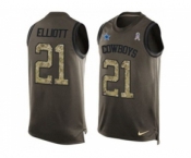 Nike Dallas Cowboys #21 Ezekiel Elliott Green Men's Stitched NFL Limited Salute To Service Tank Top Jersey