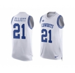 Nike Dallas Cowboys #21 Ezekiel Elliott White Men's Stitched NFL Limited Tank Top Jersey[Elliott]