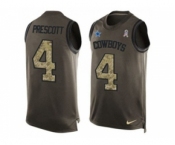 Nike Dallas Cowboys #4 Dak Prescott Green Men's Stitched NFL Limited Salute To Service Tank Top Jersey