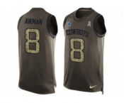 Nike Dallas Cowboys #8 Troy Aikman Green Men's Stitched NFL Limited Salute To Service Tank Top Jersey