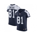 Nike Dallas Cowboys #81 Terrell Owens Navy Blue Thanksgiving Men Stitched NFL Vapor Untouchable Throwback Elite Jersey