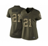 Women Nike Dallas Cowboys #21 Ezekiel Elliott Green Stitched NFL Limited Salute to Service Jersey[Elliott]