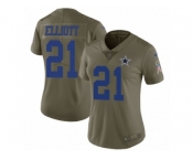 Women Nike Dallas Cowboys #21 Ezekiel Elliott Limited Olive 2017 Salute to Service NFL Jersey