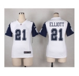Women Nike Dallas Cowboys #21 Ezekiel Elliott White Stitched NFL Rush Jersey[Elliott]