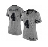 Women Nike Dallas Cowboys #4 Dak Prescott Limited Gray Gridiron NFL Jersey