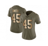 Women Nike Dallas Cowboys #45 Rod Smith Limited Olive Gold 2017 Salute to Service NFL Jersey